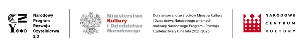 Logotypu Ministerstwa Kultury, Narodowego Centrum Kultury oraz Programu Rozwoju Czytelnictwa