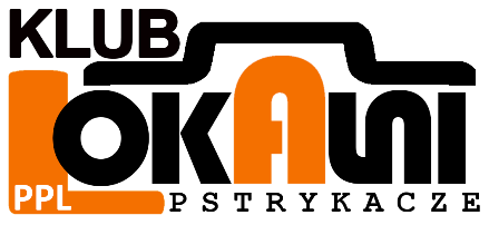 Na zdjęciu logo klubu - stylizowany napis Klub Lokalni Pstrykacze PPL w kolorach czarnym i pomarańczowym
