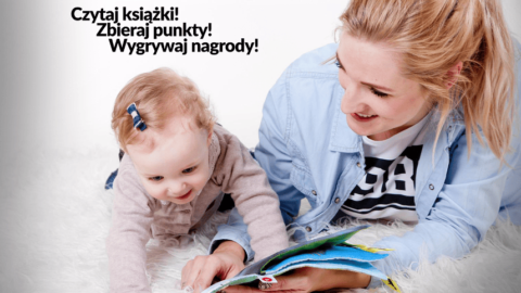 Na zdjęciu kobieta czytająca małemu dziecku oraz napis z informacją o czasie trwania konkursu