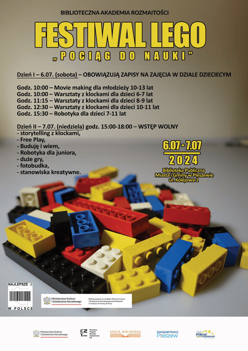 Plakat z informacjami o Festiwalu Lego